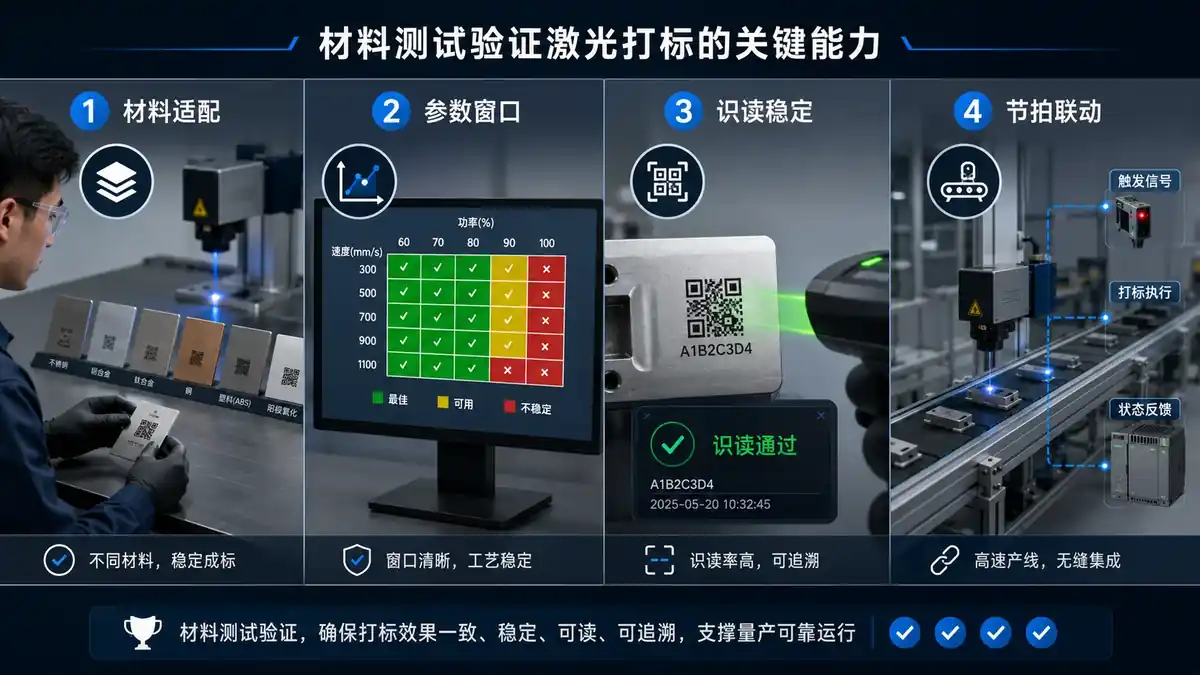 材料测试验证激光打标关键能力