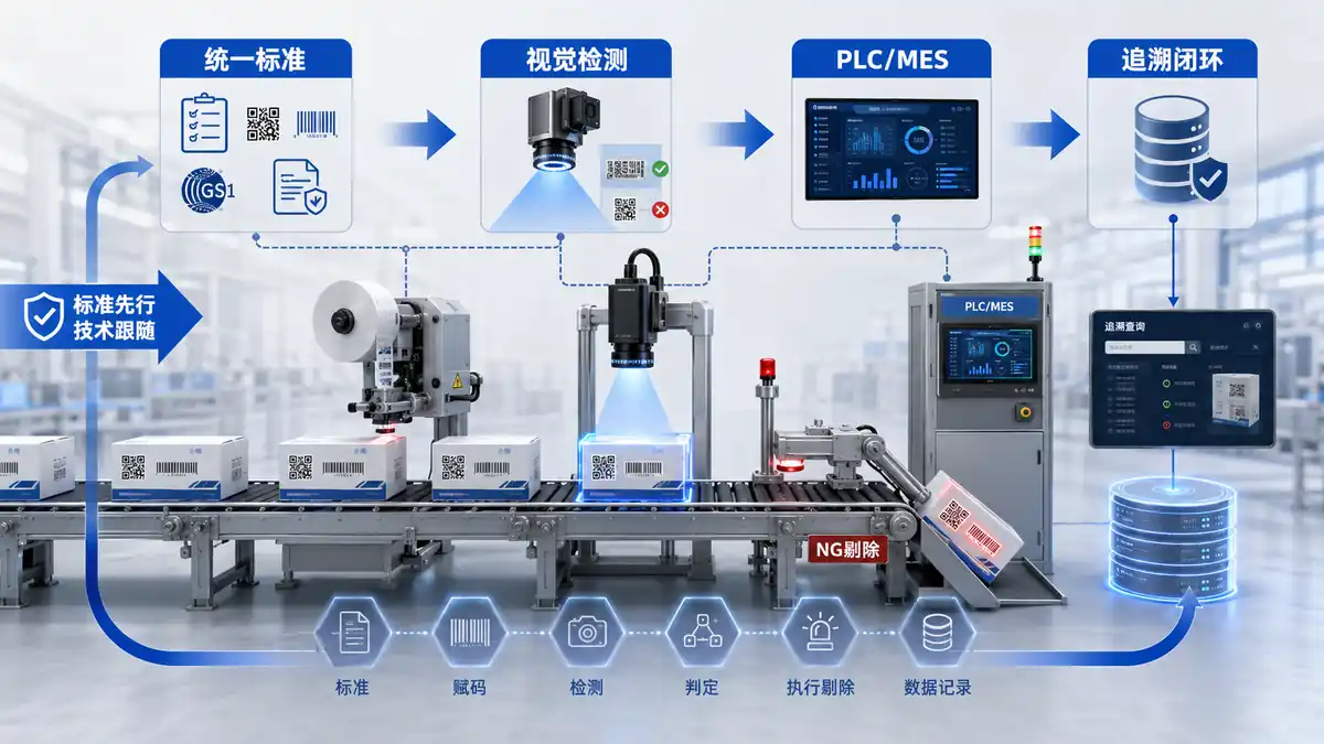 视觉检测标准与PLC MES追溯闭环
