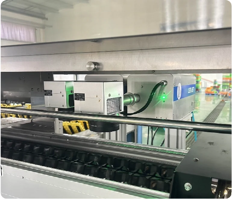 Side-marking laser installation on an egg grading line